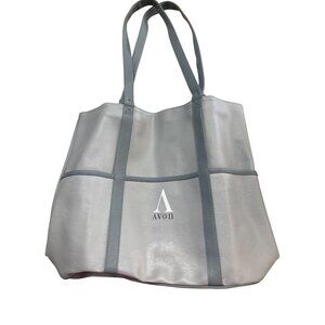 Avon Light Gray Faux Leather Tote Bag With Multiple Compartments & Double Straps